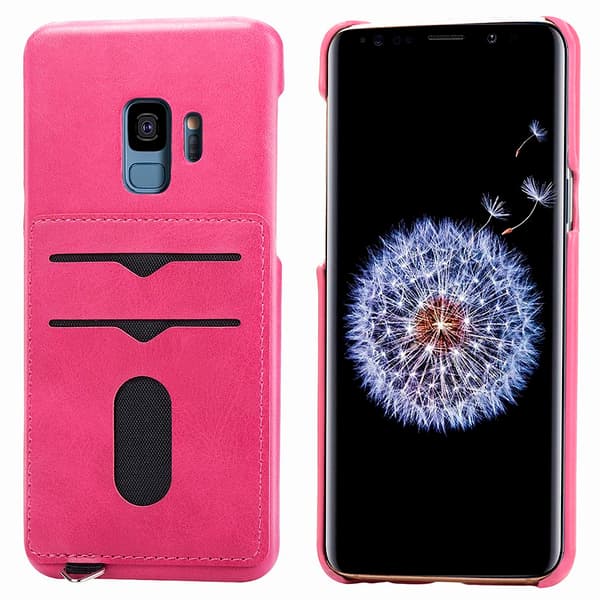 Vintage Stilsäkert Skal med Korthållare - Samsung Galaxy S9 Rosaröd Rosaröd, Rosaröd