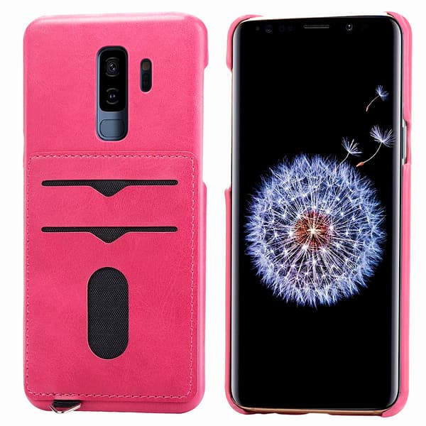 Skal med Kortfack - Samsung Galaxy S9+ Rosaröd Rosaröd