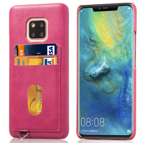 Stilrent Skal med Kortfack från Leman - Huawei Mate 20 Pro Rosaröd