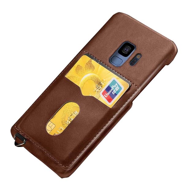 Samsung Galaxy S9 - Vintage Skal med Korthållare (LEMAN) Mörkbrun