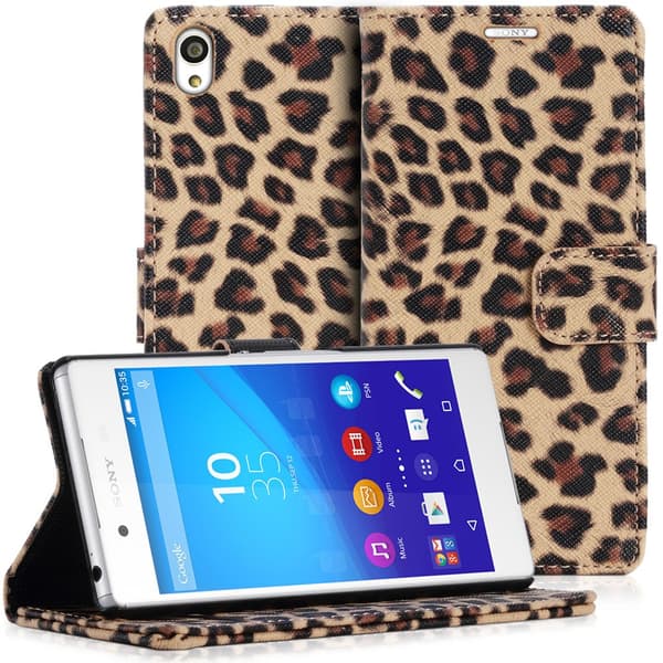 Sony Z3+ | Plånboksfodral med leopardmönster