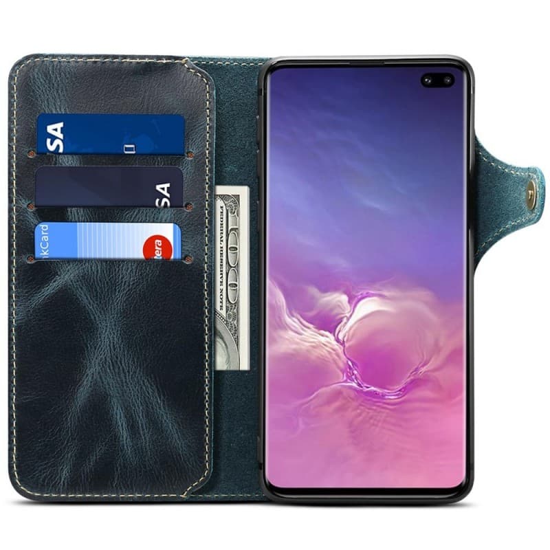 Mobilplånbok 3-kort äkta läder Samsung Galaxy S10 Plus (SM-G975F)