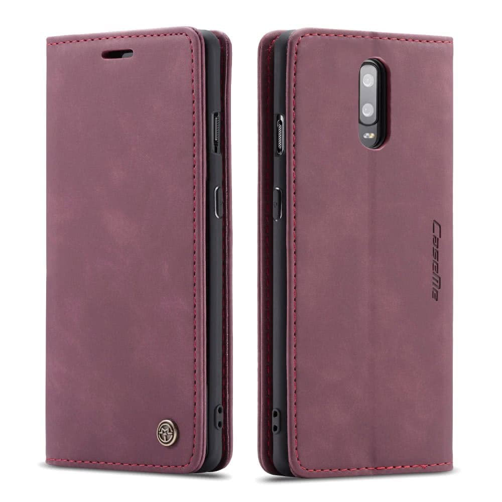 OnePlus 7 Suojakotelo Retro Flip VinPunainen