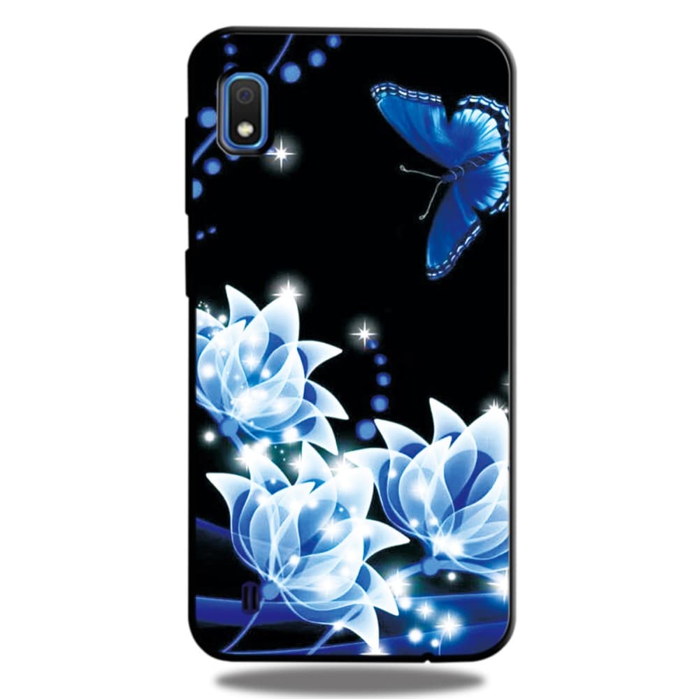 Samsung Galaxy A10 Suojakuori Motiv Sininena Blommor och Fjäril