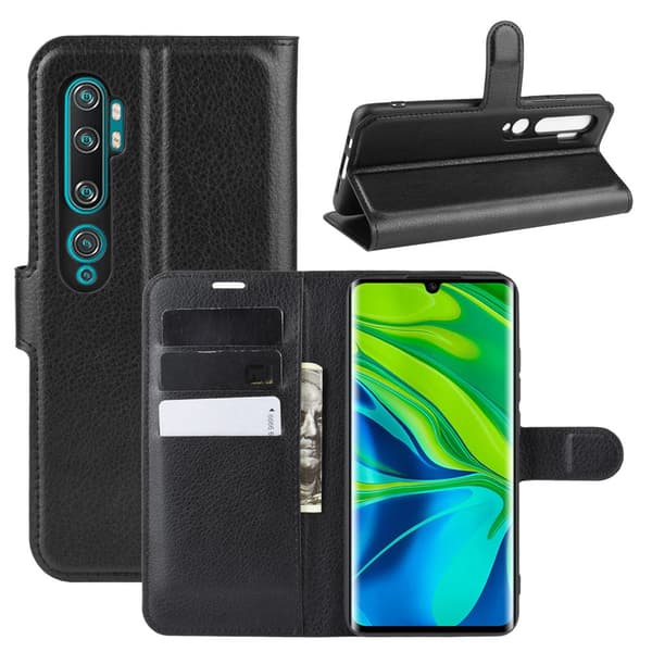 Xiaomi Mi Note 10/Mi Note 10 Pro Kotelo Litchi Musta