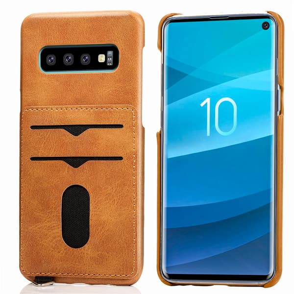 Skal med Korthållare - Samsung Galaxy S10 Plus (Vintage-Mark) Ljusbrun