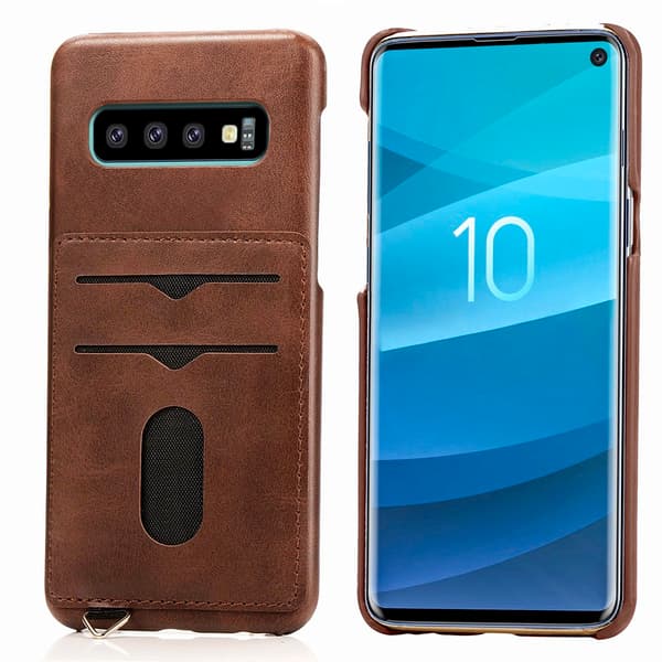 Samsung Galaxy S10+ - Stilrent Skal med Korthållare Mörkbrun