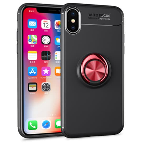 Skal med Ringh�llare - iPhone X Svart/Röd Svart/Röd