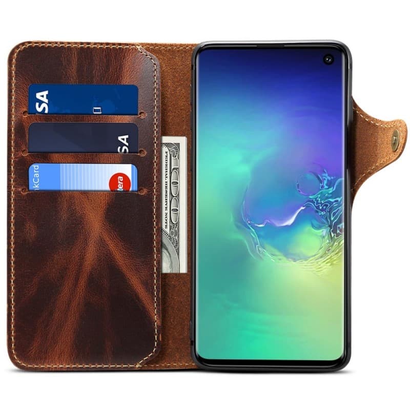 Mobilplånbok 3-kort äkta läder Samsung Galaxy S10E (SM-G970F)