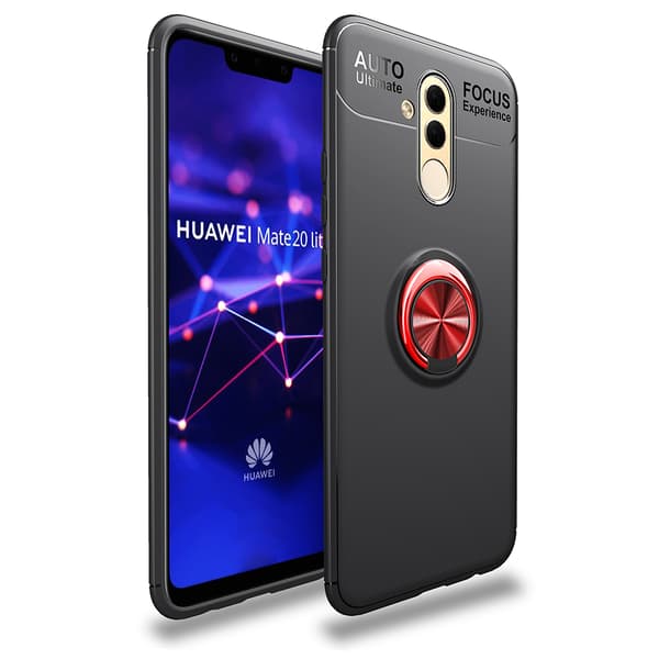 Praktiskt Skal med Ringhållare - Huawei Mate 20 Lite Svart/Röd