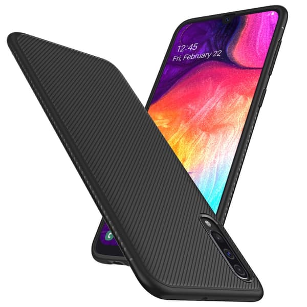 Jazz Twill Texture TPU Cover til Samsung Galaxy A50 - Sort