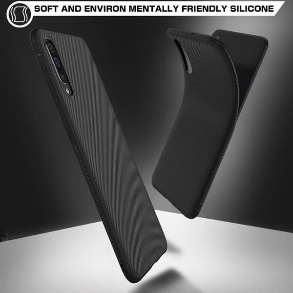 Jazz Twill Texture TPU Cover til Samsung Galaxy A50 - Sort