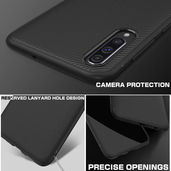 Jazz Twill Texture TPU Cover til Samsung Galaxy A50 - Sort