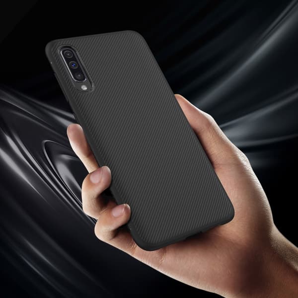 Jazz Twill Texture TPU Cover til Samsung Galaxy A50 - Sort