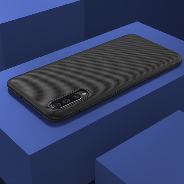Jazz Twill Texture TPU Cover til Samsung Galaxy A50 - Sort