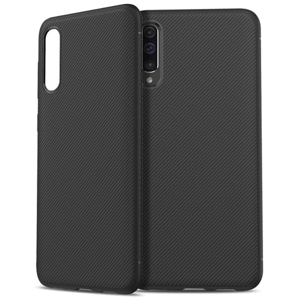 Jazz Twill Texture TPU Cover til Samsung Galaxy A50 - Sort