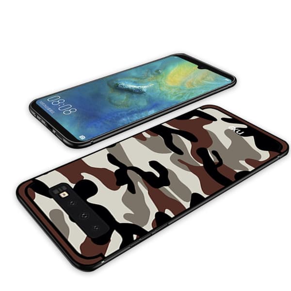 NXE Camouflage Pattern PC TPU Hybrid Case for Samsung Galaxy S10e - Coffee