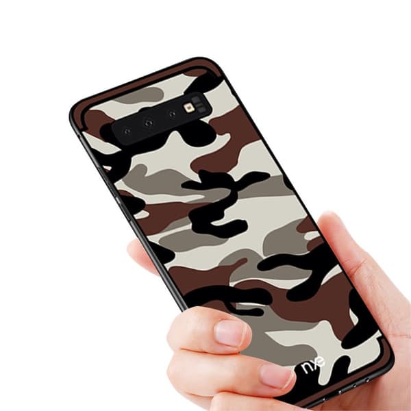 NXE Camouflage Pattern PC TPU Hybrid Case for Samsung Galaxy S10e - Coffee