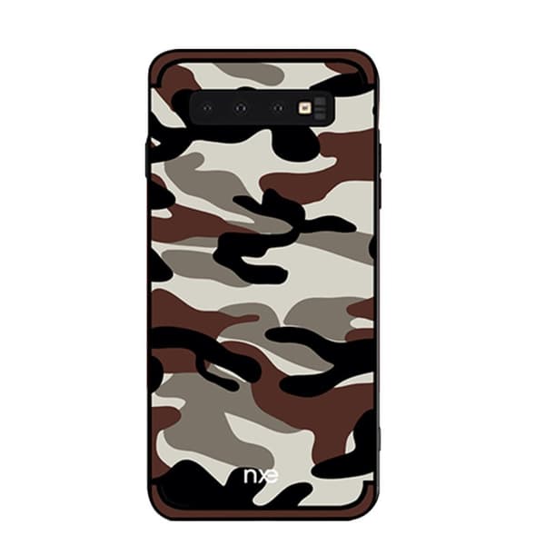 NXE Camouflage Pattern PC TPU Hybrid Case for Samsung Galaxy S10e - Coffee