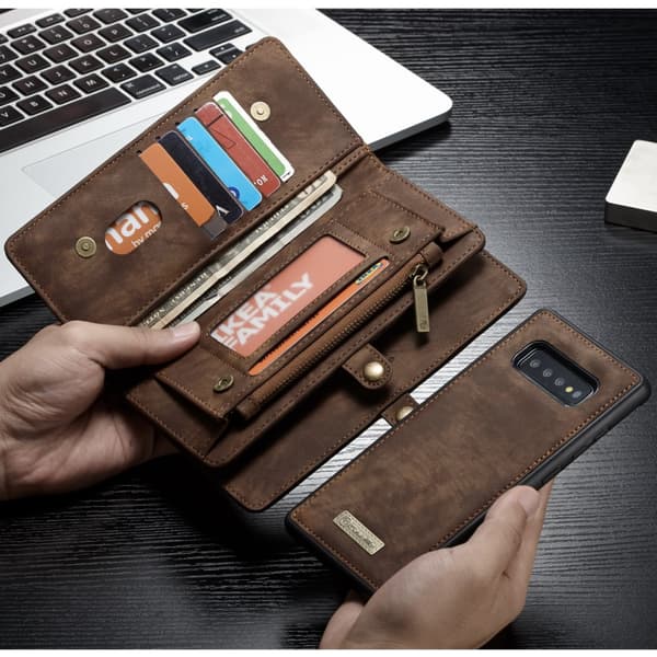 CASEME Samsung Galaxy S10 Retro läder plånboksfodral - Brun