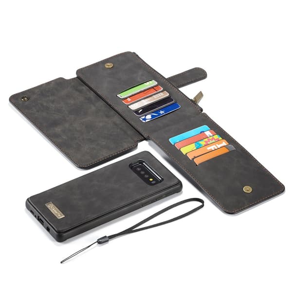 CASEME Samsung Galaxy S10 Retro läder plånboksfodral - Svart