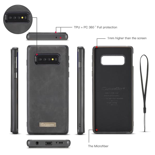 CASEME Samsung Galaxy S10 Retro läder plånboksfodral - Svart