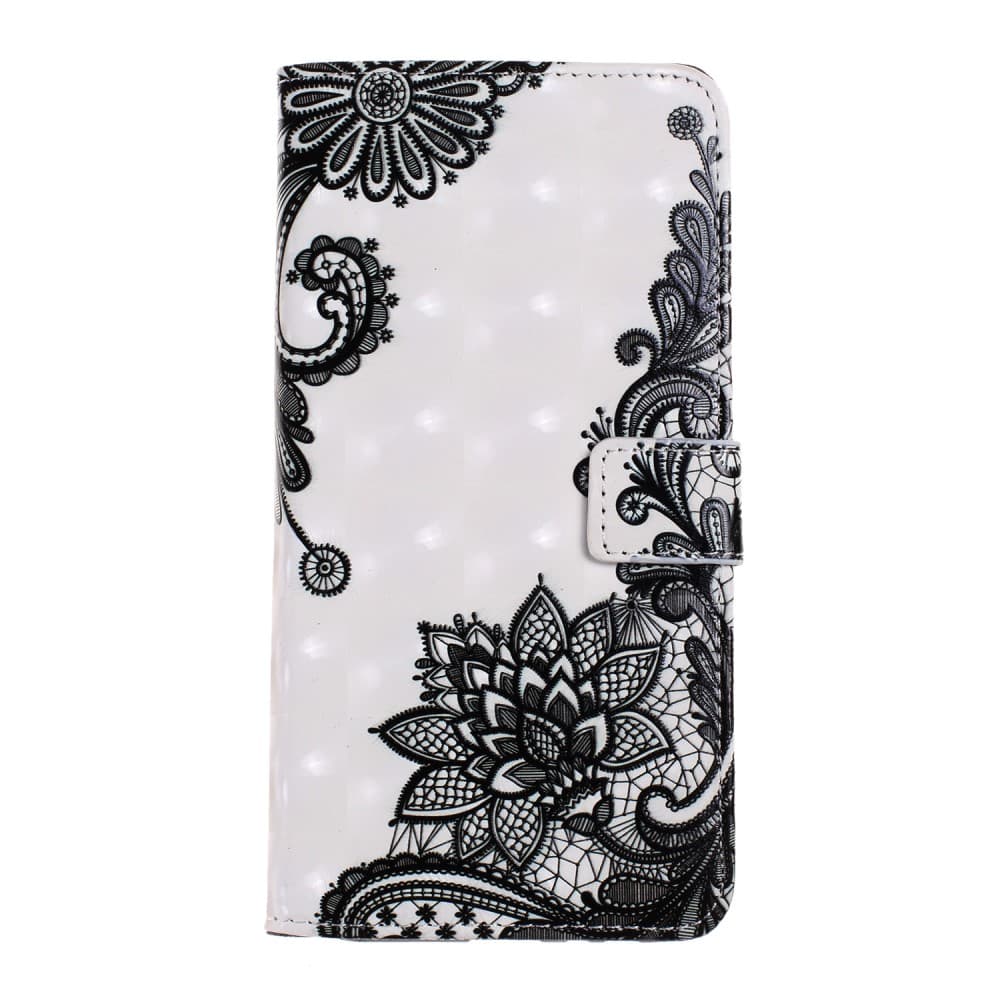 Samsung Galaxy S10 Embossed Pattern Leather Wallet Case - Lace Flower