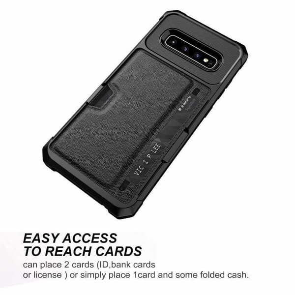 Samsung S10 Plus Stöttåligt Skal med Kortfack Solid V2