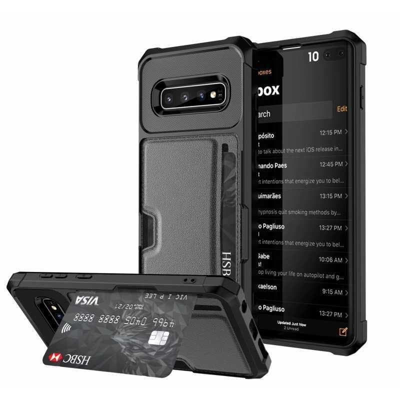 Samsung S10 Plus Stöttåligt Skal med Kortfack Solid V2