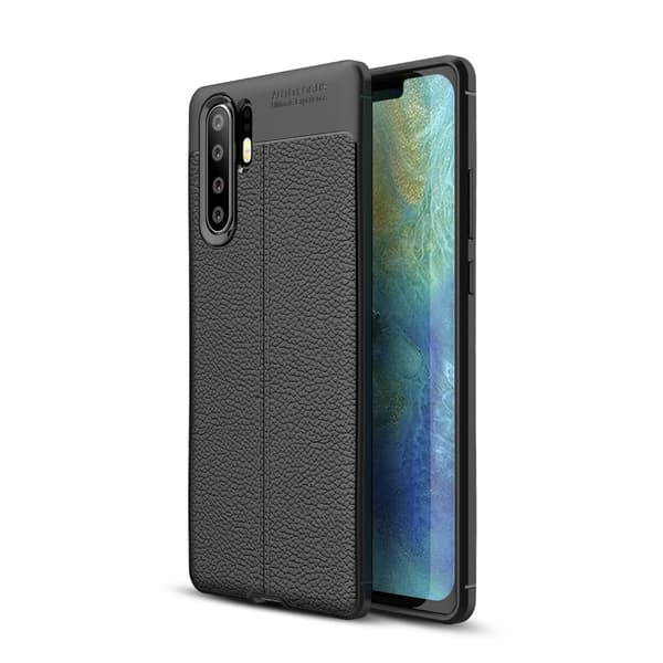 Litchi Coated Hard Plastic Casing Huawei P30 Pro - Black