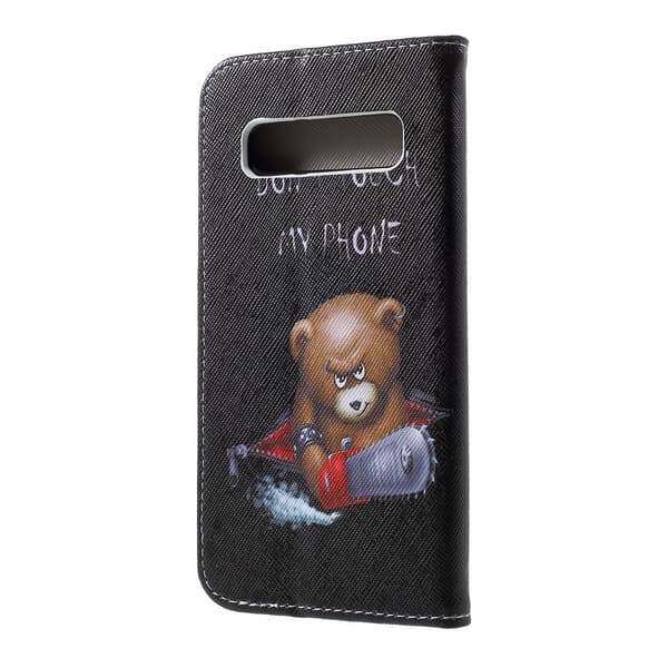 Samsung Galaxy S10 Plånboksfodral - Angry Bear and Warning Words