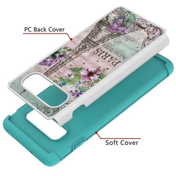 Samsung Galaxy S10 Pattern PC TPU Phone Shell - Eiffel Tower and Flower