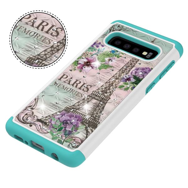 Samsung Galaxy S10 Pattern PC TPU Phone Shell - Eiffel Tower and Flower