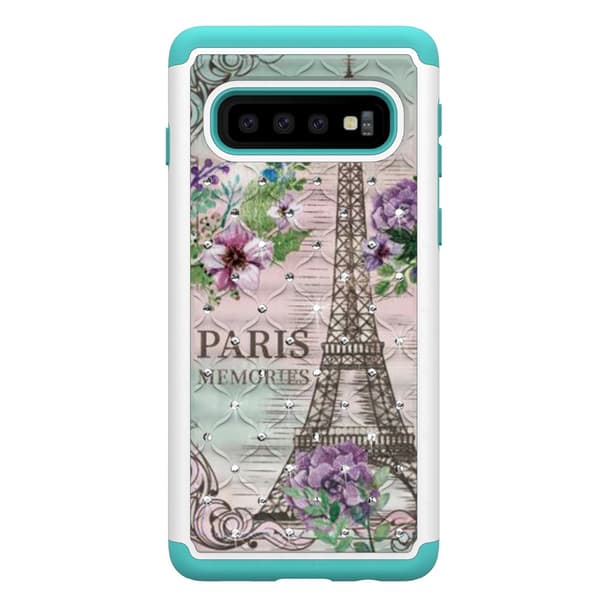 Samsung Galaxy S10 Pattern PC TPU Phone Shell - Eiffel Tower and Flower