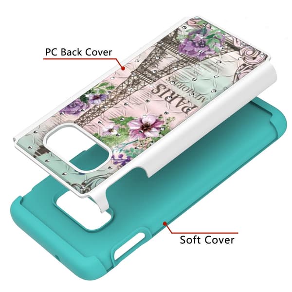 Samsung Galaxy S10e Pattern PC TPU Phone Shell - Eiffel Tower and Flower