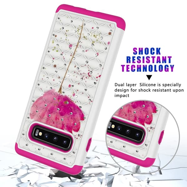 Samsung Galaxy S10+ Pattern PC TPU Phone Shell - Pink Flower