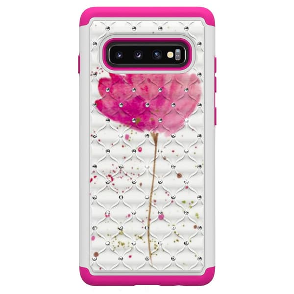 Samsung Galaxy S10+ Pattern PC TPU Phone Shell - Pink Flower