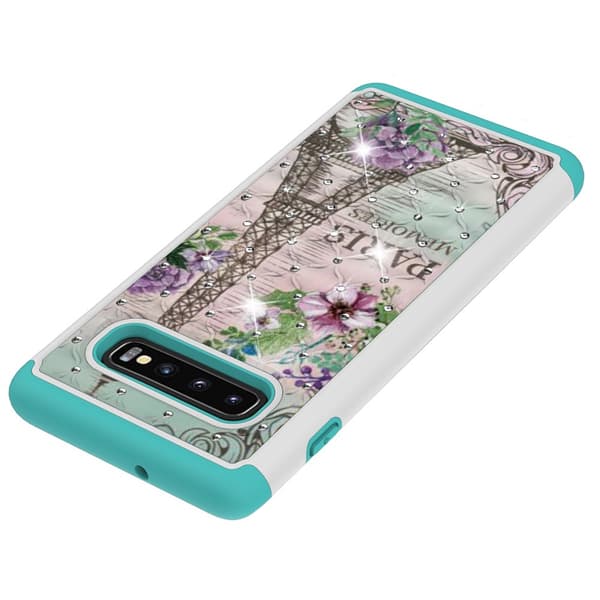 Samsung Galaxy S10+ Pattern PC TPU Phone Shell - Eiffel Tower and Flower