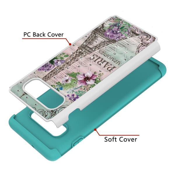 Samsung Galaxy S10+ Pattern PC TPU Phone Shell - Eiffel Tower and Flower