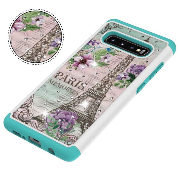 Samsung Galaxy S10+ Pattern PC TPU Phone Shell - Eiffel Tower and Flower