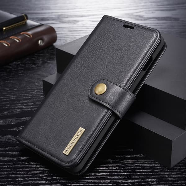 DG.MING Split Leather Wallet Case for Samsung Galaxy S10+ - Black