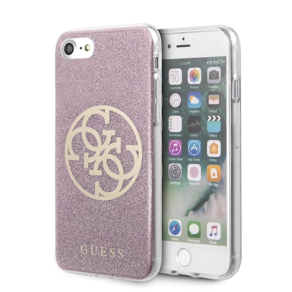 iPhone 7/8/SE 2020 Suojakuori Glitter Circle Vaaleanpunainen