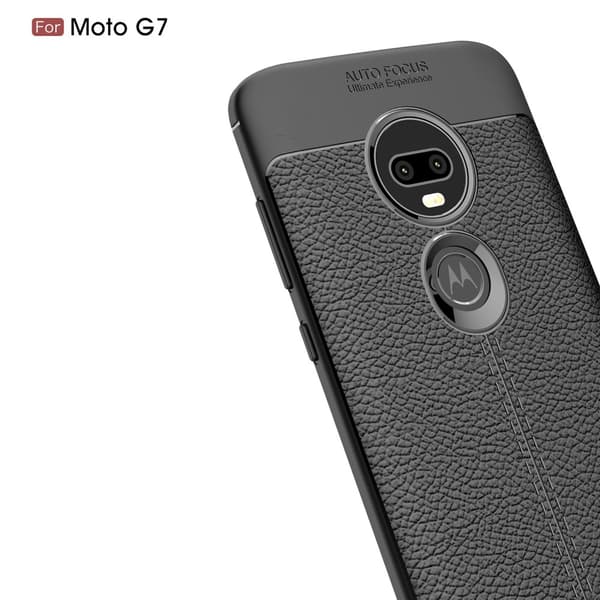 Motorola Moto G7 / G7 Plus TPU skal Litchi Texture - Svart