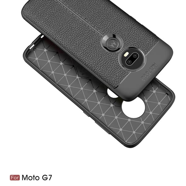 Motorola Moto G7 / G7 Plus TPU skal Litchi Texture - Svart
