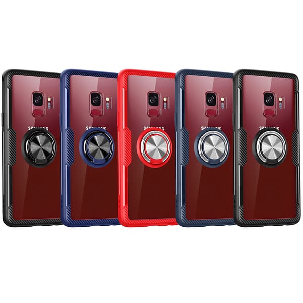 Hybridskal med Ringhållare (LEMAN) - Samsung Galaxy S9+ Marinblå/Silver Marinblå/Silver
