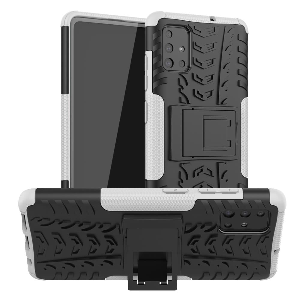 Samsung Galaxy A51 Skal Däckmönster Stativfunktion Vit