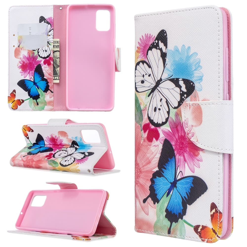 Samsung Galaxy A51 Fodral Motiv Två Fjärilar och Blommor