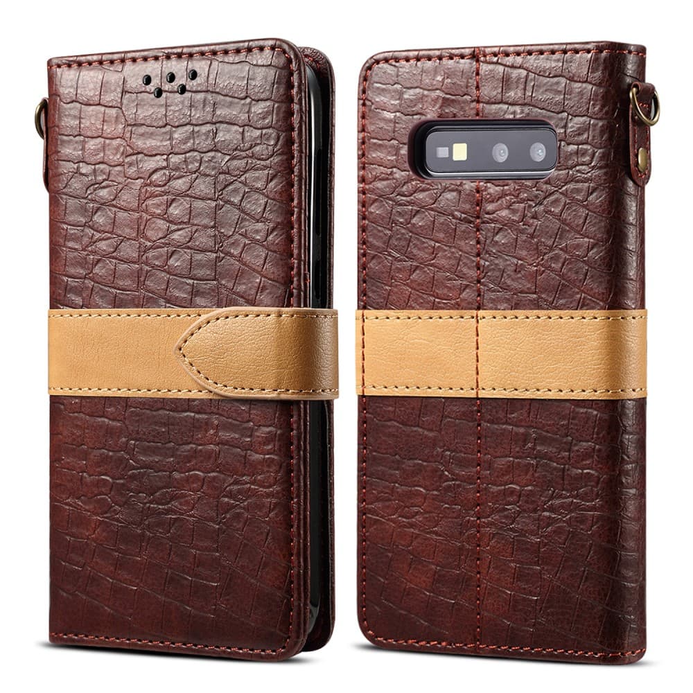 Samsung Galaxy S10E Suojakotelo Krokotiilikuvio Ruskea