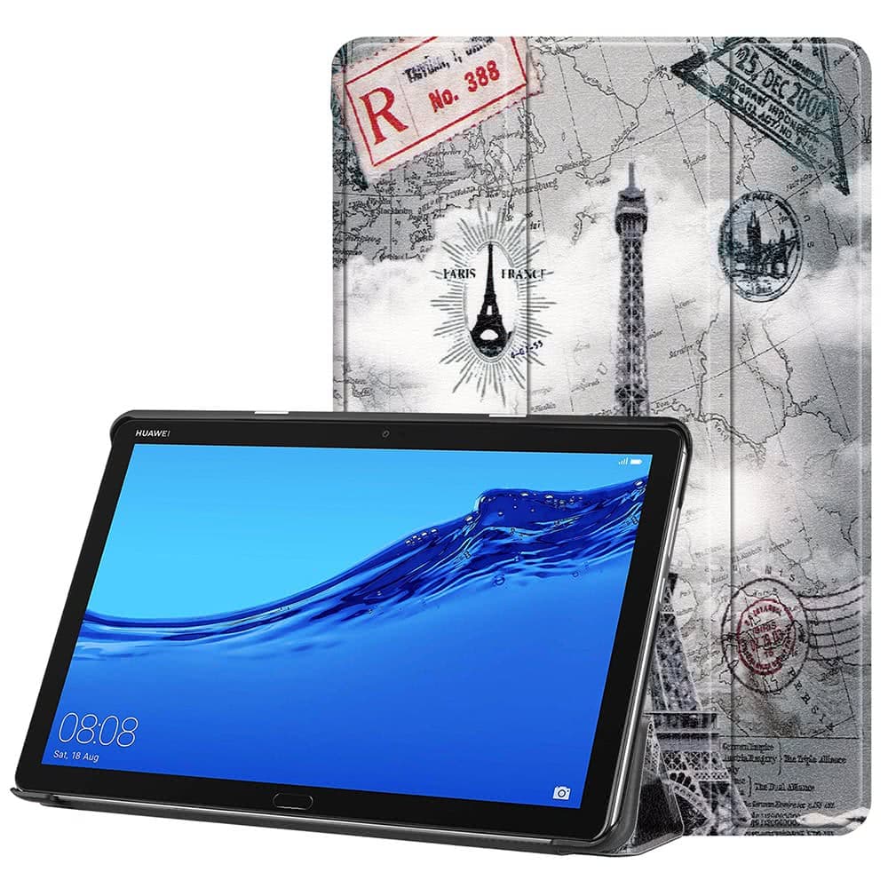 Huawei MediaPad M5 Lite 10 Suojakotelo Motiv Eiffeltornet och Karta