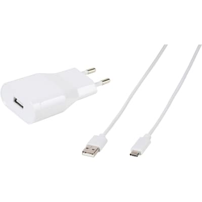 Oplader med Type C Kabel 1,2 meter 2.4A Hvid
